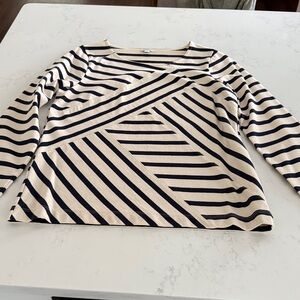 J. Crew Navy and Cream Striped Top